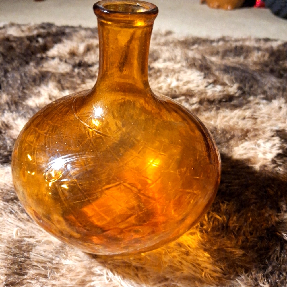 Vintage Italian Amber Vase Bottle